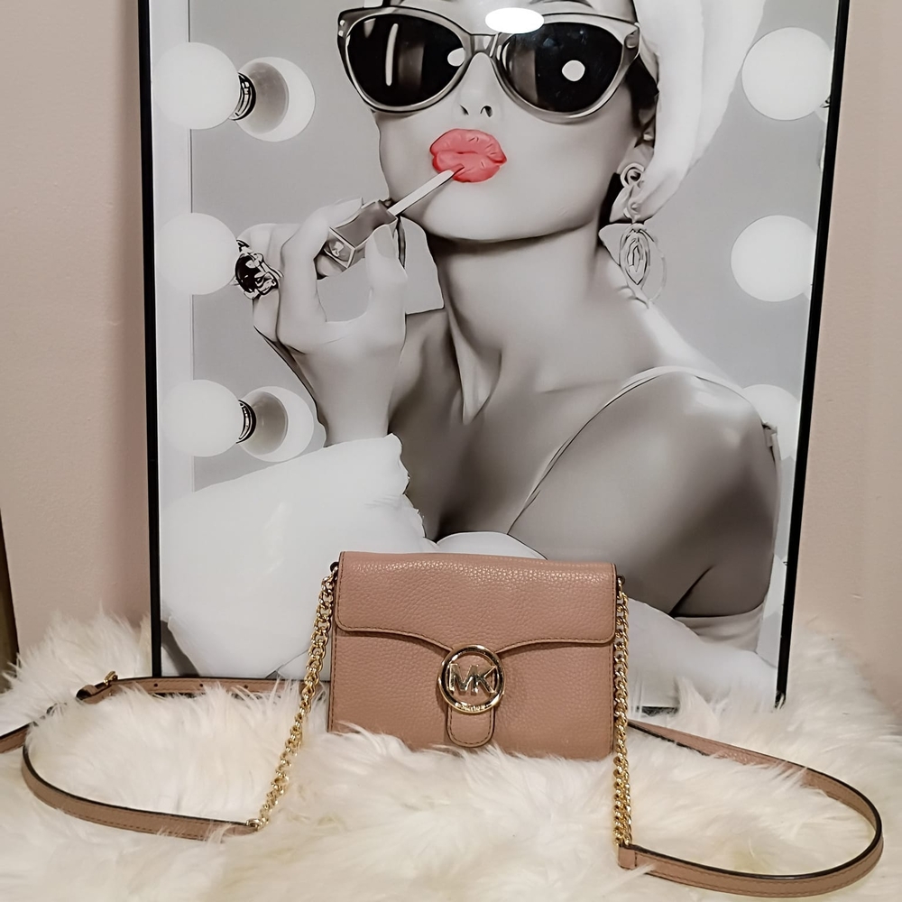 Michael Kors Taupe Crossbody Bag with Gold Accents